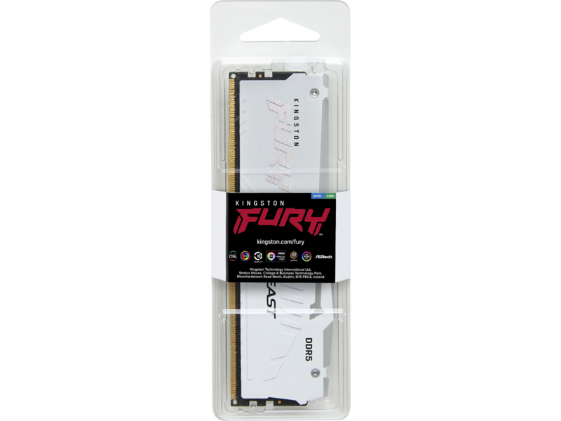 Память оперативная Память оперативная/ Kingston 16GB 6400MT/s DDR5 CL32 DIMM FURY Beast White RGB EXPO