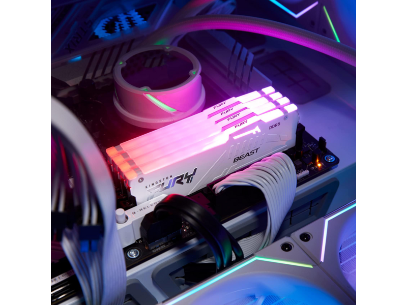 Память оперативная Память оперативная/ Kingston 16GB 6400MT/s DDR5 CL32 DIMM FURY Beast White RGB EXPO