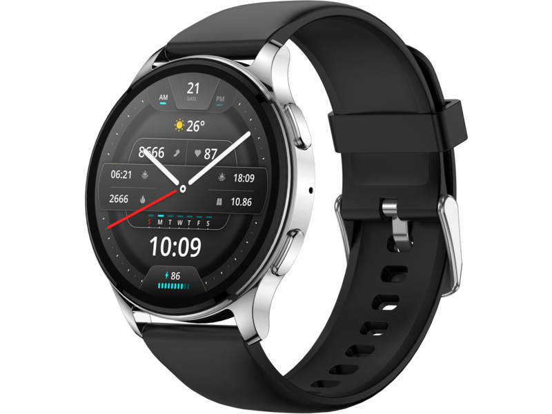 Смарт-часы Amazfit Pop 3R A2319 1.43" AMOLED корп.серебристый рем.черный (1746285)