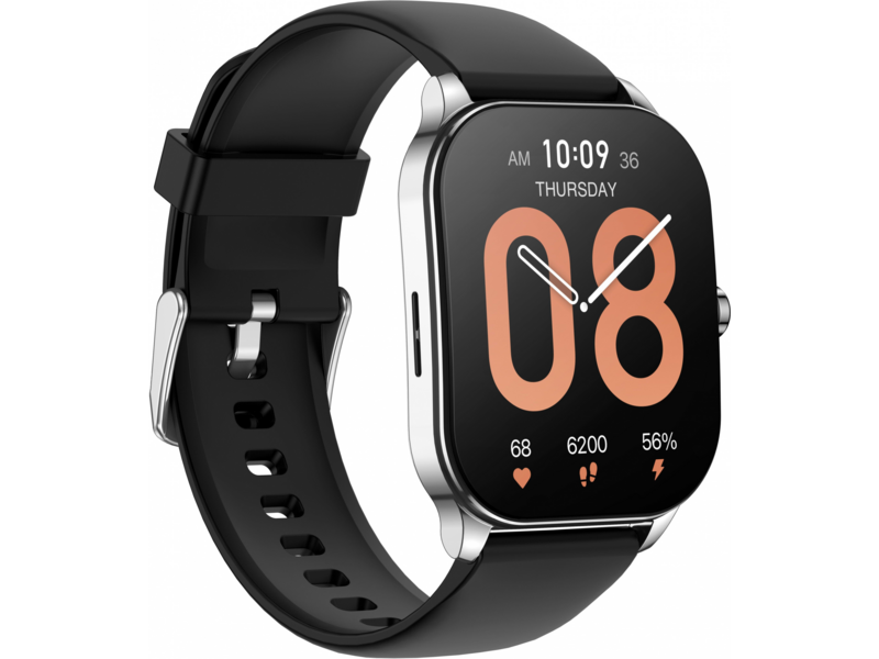 Смарт-часы Amazfit Pop 3S A2318 1.96" AMOLED корп.серебристый рем.черный (1746287)