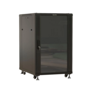 Шкаф коммутационный Hyperline TTBR-1866-AS-RAL9004 напольный 18U 600x600мм пер.дв.стекл задн.дв.спл.стал.лист 800кг черный 510мм 64.1кг 988мм IP20 сталь