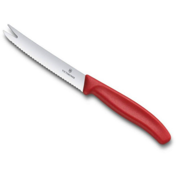 Нож кухонный Victorinox Swiss Classic (6.7861) стальной для сыра лезв.110мм серрейт. заточка красный блистер
