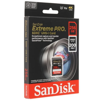 SanDisk Extreme PRO 256GB SDXC Memory Card + 2 years RescuePRO Deluxe up to 200MB/s & 140MB/s Read/Write speeds, UHS-I, Class 10, U3, V30