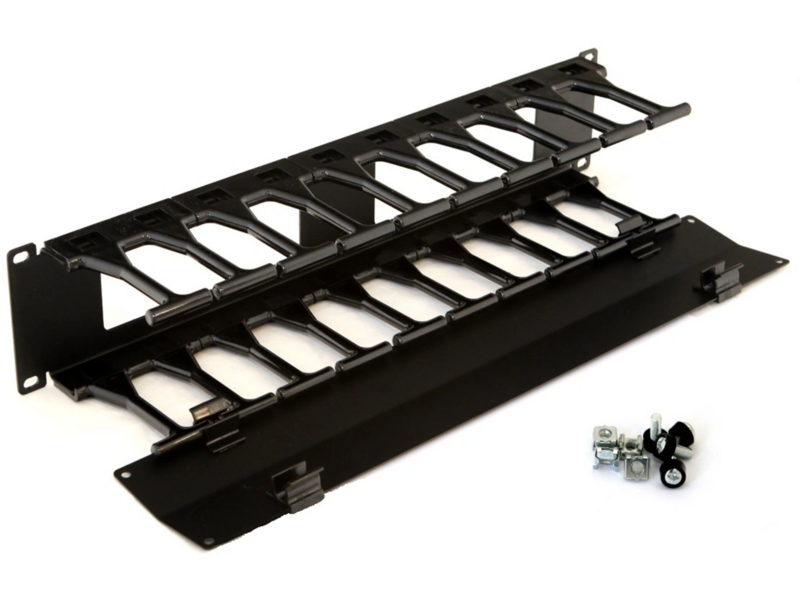 Кабельный органайзер Hyperline CMF-2U-FPL106-MCOV-RAL9005 пальцы 2U шир.:19" глуб.:106мм