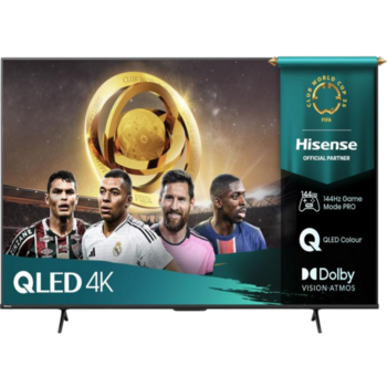 Телевизор ЖК 75'' Hisense Телевизор ЖК 75'' Hisense/ 75", QLED, Ultra HD, 144 Hz(VRR), Smart TV (ОС VIDAA U8.5), Wi-Fi, DVB-T2/T/C/S2/S, FreeSync Premium, 2.0Ch 2х15W, CI+(1.4), 4хHDMI, 2хUSB, Alexa Built-in, VIDAA Voice, Dark Grey 2025