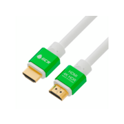 Greenconnect Кабель 2.0m HDMI версия 2.0, HDR 4:2:2, Ultra HD, 4K 60 fps 60Hz/5K*30Hz, 3D, AUDIO, 18.0 Гбит/с, 28/28 AWG, OD7.3mm, тройной экран, белый, AL корпус зеленый, GCR-51294