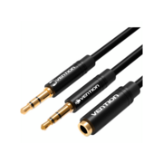 Переходник-разветвитель Vention гибкий Jack 3.5 mm F 4 pin/Jack 3.5 mm M x 2 - 1м