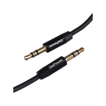 Кабель Кабель/ Кабель AUX GoPower Jack 3.5mm (m)-Jack 3.5mm (m) 1.0м TPE черный в пакете (1/500)