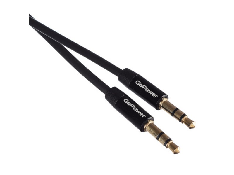 Кабель Кабель/ Кабель AUX GoPower Jack 3.5mm (m)-Jack 3.5mm (m) 1.5м TPE черный в пакете (1/400)