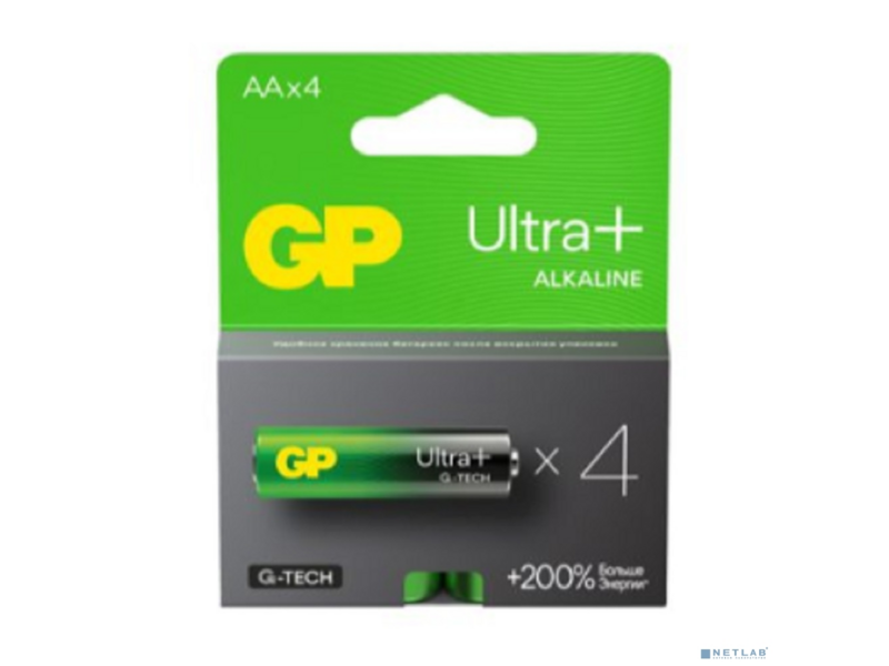 Элемент питания Алкалиновые батарейки c технологией G-tech GP Ultra Plus Alkaline 15А AА - 4 шт. на блистере (4 шт.)