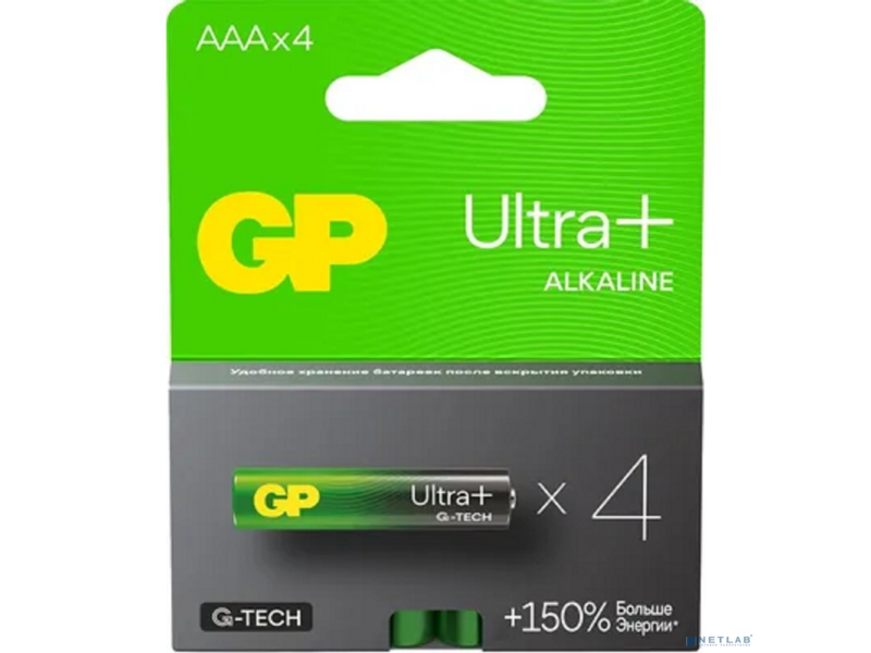 Элемент питания Алкалиновые батарейки c технологией G-tech GP Ultra Plus Alkaline 24А AАA - 4 шт. на блистере (4 шт.)
