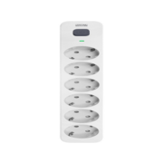 Фильтр-удлинитель PowerCom SP-06W 5.0M, 6 розеток, белый, 16А, 4кВт, 380Дж, защитные шторки, защита от КЗ, перегрузки, ВЧ и импульсных помех, кабель 3x1.5 мм2, ШхГхВ 338.5х50х40.2 мм, вес 0.82 кг. Фильтр-удлинитель PowerCom SP-06W 5.0M, 6 розеток, белый,
