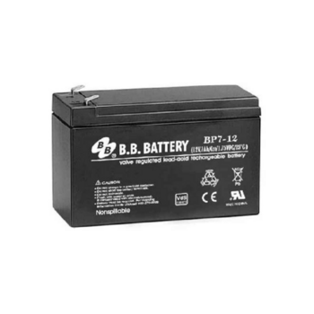 Батарея B.B. Battery серия BP, BP7-12, напряжение 12В, емкость 7Ач (разряд 20 часов), макс. ток разряда (5 сек.) 105А, макс. ток заряда 2.1A, свинцово-кислотная типа AGM, клеммы T2, ДxШxВ 151x65x98мм., вес 2.54кг., срок службы 10 лет Батарея B.B. Battery