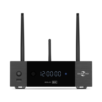 Медиаплеер Медиаплеер/ Mediaplayer Dune HD Solo 8K: 8K/60 Hz/Dolby Vision/HDR10+/HDR, CPU Amlogic S9284-K/J, RAM 8 Gb, Flash 64 Gb, 3xUSB3.0, 1xUSB2.0, HDD SATA 3.5", LAN 1000Mb/s, WiFi 802.11ax, BT 5.2, HDMI 2.1a, S/PDIF, Audio Out RCA, BT+Voice Remote