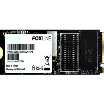 Твердотельный накопитель Твердотельный накопитель/ Foxline SSD X5-E21T, 512GB, M.2(22x80mm), NVMe, PCIe Gen4x4, 3D TLC, R/W 5100/4600MB/s, IOPs 780 000/924 000, TBW 500, DWPD 1.3 (2 года)