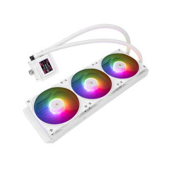 Водяное охлаждение для процессора Водяное охлаждение для процессора/ Water Cooling System Thermalright Frozen Warframe SE 360 ARGB White (360mm, LED temp., Black, ARGB/ Fans: 3x120mm, 70.84CFM, 29.8dBA, 2000RPM/ Pump height 59mm, Rad thickness 27mm/ S: 18