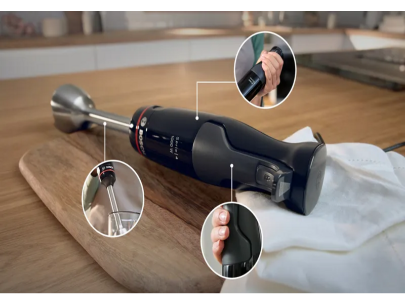 Блендер Bosch Блендер Bosch/ Блендер Bosch, погружной, мощность 1000 Вт, механическое управление, 5 насадок, цвет черный