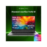 Ноутбук Digma Pro Fortis M Ryzen 5 7430U 16Gb SSD512Gb AMD Radeon Graphics 14.1" IPS FHD (1920x1080) Windows 11 Pro grey WiFi BT Cam 4250mAh (DN14R5-ADXW01)