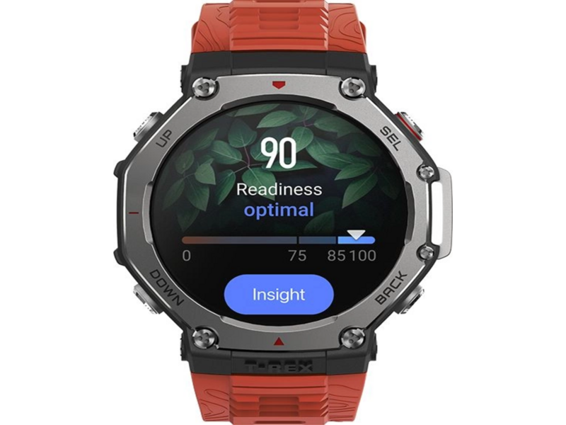 Смарт-часы Amazfit T-Rex 3 A2323 48.5мм 1.5" AMOLED корп.темно-серый рем.красный разм.брасл.:145-210мм (1746757)
