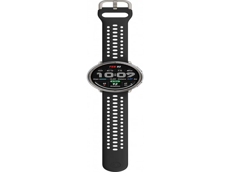 Смарт-часы Amazfit Active 2R A2437 43.9мм 1.32" AMOLED корп.серебристый рем.черный разм.брасл.:135-195мм (6970100377712)