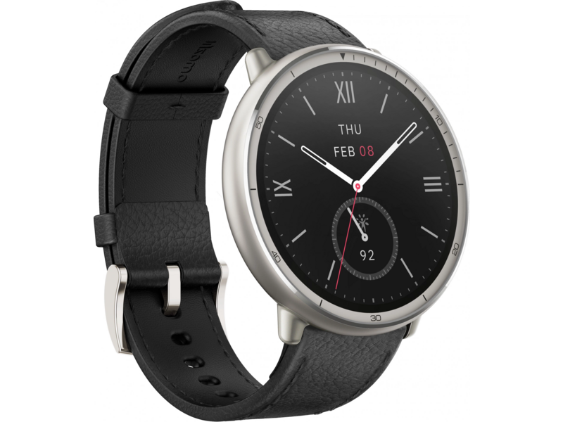 Смарт-часы Amazfit Active 2R A2437 Premium 43.9мм 1.32" AMOLED корп.серебристый рем.черный разм.брасл.:150-210мм (1746931)