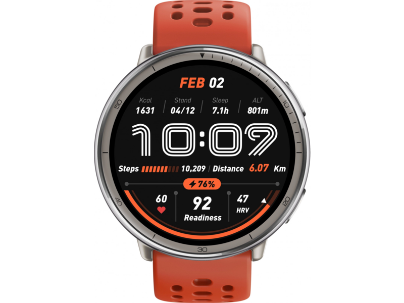 Смарт-часы Amazfit Active 2R A2437 Premium 43.9мм 1.32" AMOLED корп.серебристый рем.черный разм.брасл.:150-210мм (1746931)