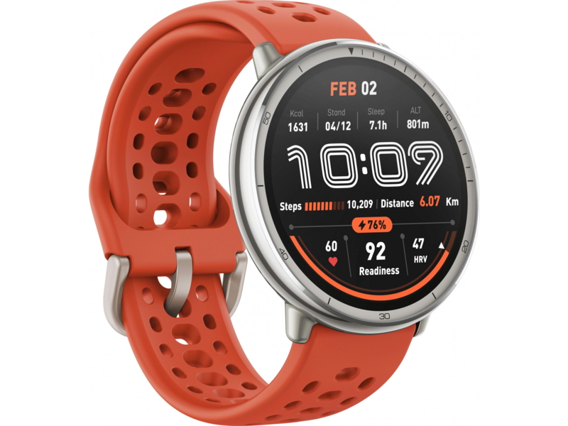 Смарт-часы Amazfit Active 2R A2437 Premium 43.9мм 1.32" AMOLED корп.серебристый рем.черный разм.брасл.:150-210мм (1746931)