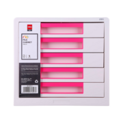 Бокс для документов Deli EZ01043 Rio 5 выдвижных ящиков 277х344х259мм белый/малиновый пластик