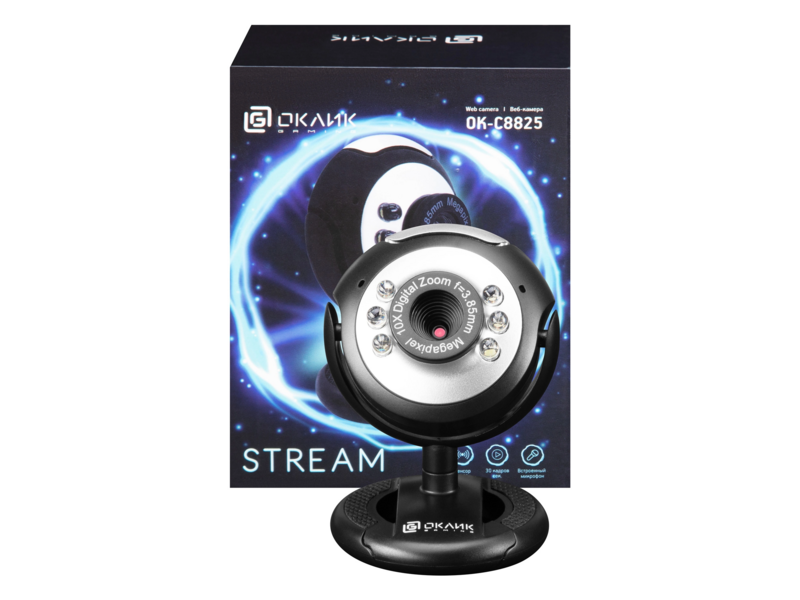 Камера Web Оклик OK-C8825 черный 0.3Mpix (640x480) USB2.0 с микрофоном