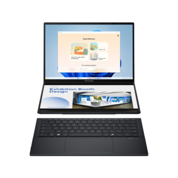 Ноутбук Ноутбук/ ASUS UX8406CA-QL221W Duo Touch 14+14"(1920x1200 + 1920x1200 OLED 16:10)/Touch/Intel Core Ultra 7 255H(2Ghz)/16384Mb/1024PCISSDGb/noDVD/Int:Intel Arc graphics/Cam/BT/WiFi/75WHr/war 1y/1.65kg/Inkwell Gray/Win11Home + 2х14" экрана; маг-алюм