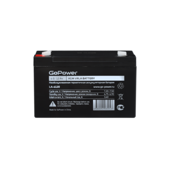 Аккумулятор свинцово-кислотный GoPower LA-6120 6V 12Ah (1/10)