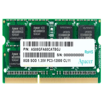 Оперативная память Apacer DDR3 8GB 1600MHz SO-DIMM (PC3-12800) CL11 1.5V(Retail) 512*8 3 years (AS08GFA60CATBGC/DS.08G2K.KAM)