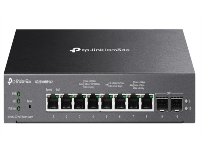 коммутатор TP-Link SG2210XMP-M2, Port 10GE SFP+ Smart Switch with 8-Port PoE+