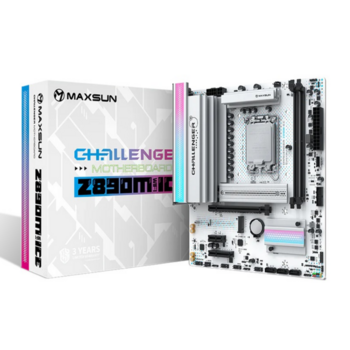 Материнская плата MAXSUN MS-Challenger Z890M WIFI ICE, LGA1851, Z890, 2*DDR5, 3*SATA3, 2*M.2, USB 3.2, USB 2.0, Type-C, 1*PCIEx16, 1*PCIex4, 1*PCIex1, HDMI+DP, mATX