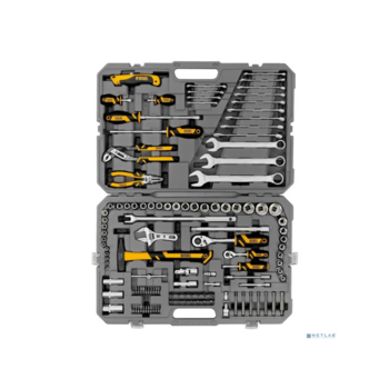 Набор инструментов, 1/2", 1/4", CrV, S2, пластиковый кейс, 122 предмета// Denzel [15804]