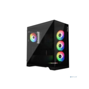 XPG INVADER X BLACK (INVADERXMT-BKCWW) Mid-Tower Gaming ATX PC Case with Panoramic View, Tempered Glass Panels, and RGB Lighting Black