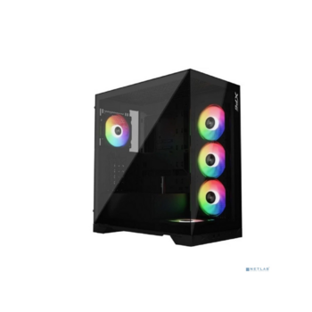 XPG INVADER X BLACK (INVADERXMT-BKCWW) Mid-Tower Gaming ATX PC Case with Panoramic View, Tempered Glass Panels, and RGB Lighting Black