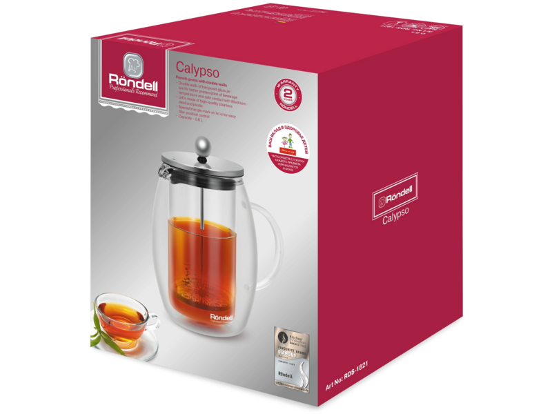 Френч-пресс Rondell Calypso RDS-1821 0.6л прозрачный