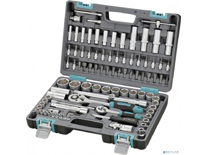STELS Набор инструментов, 1/2", 1/4", CrV, пластиковый кейс 94 предм. [14106]
