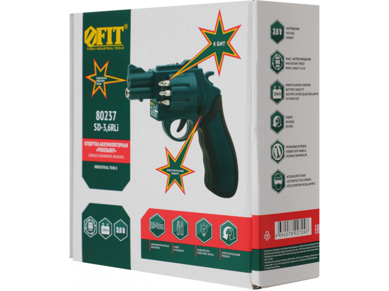 Отвертка аккум. FIT SD-3,6RLi аккум. патрон:шестигранник 6.35 мм (1/4) (80237)