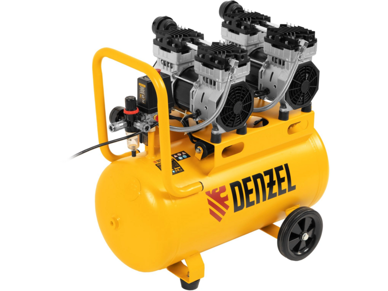 Компрессор поршневой Denzel DLS 1500/50 безмасляный 260л/мин 50л 1500Вт желтый