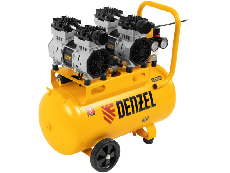 Компрессор поршневой Denzel DLS 1500/50 безмасляный 260л/мин 50л 1500Вт желтый