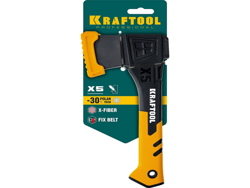 Топор Kraftool 20660-05 малый черный/желтый в комплекте:чехол-ножны