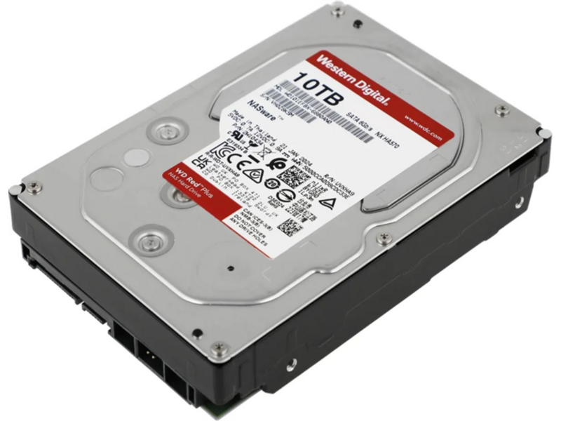 Жесткий диск Western Digital Red Plus NAS HDD 3.5" SATA 10Tb, 7200RPM, 512MB buffer, WD100EFGX, 1 year