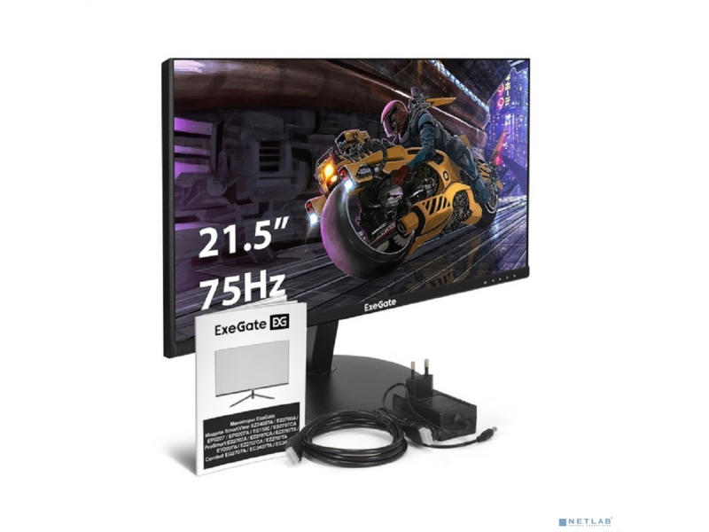 LCD ExeGate 21.5" EP2207 SmartView черный {IPS LED Grade A+, FHD, 1920x1080 75hz 5ms 16:9 250cd 1000:1 178/178 D-Sub HDMI VESA регулировка наклона экрана} [EX295588RUS]