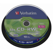 Verbatim Диск CD-RW 700Mb 10x Cake Box DataLife+ (10 шт) (43480)