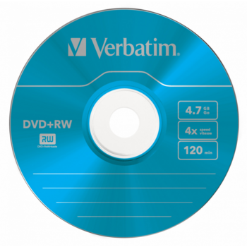 Verbatim Диски DVD+RW 4х, 4.7Gb (COLOUR, Slim Case, 5 шт.) (43297)