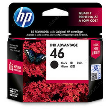 Картридж Cartridge HP №46 для Deskjet Ink Advantage 2020hc Printer / 2520hc AiO, черный