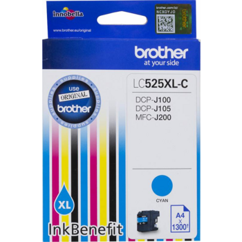 Картридж струйный Brother LC525XLC голубой (1300стр.) для Brother DCP-J100/J105/J200