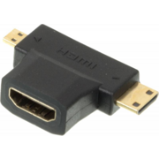 Переходник аудио-видео HDMI (f)/Micro HDMI (m)/Mini HDMI (m) черный (+ Mini HDMI (Male))